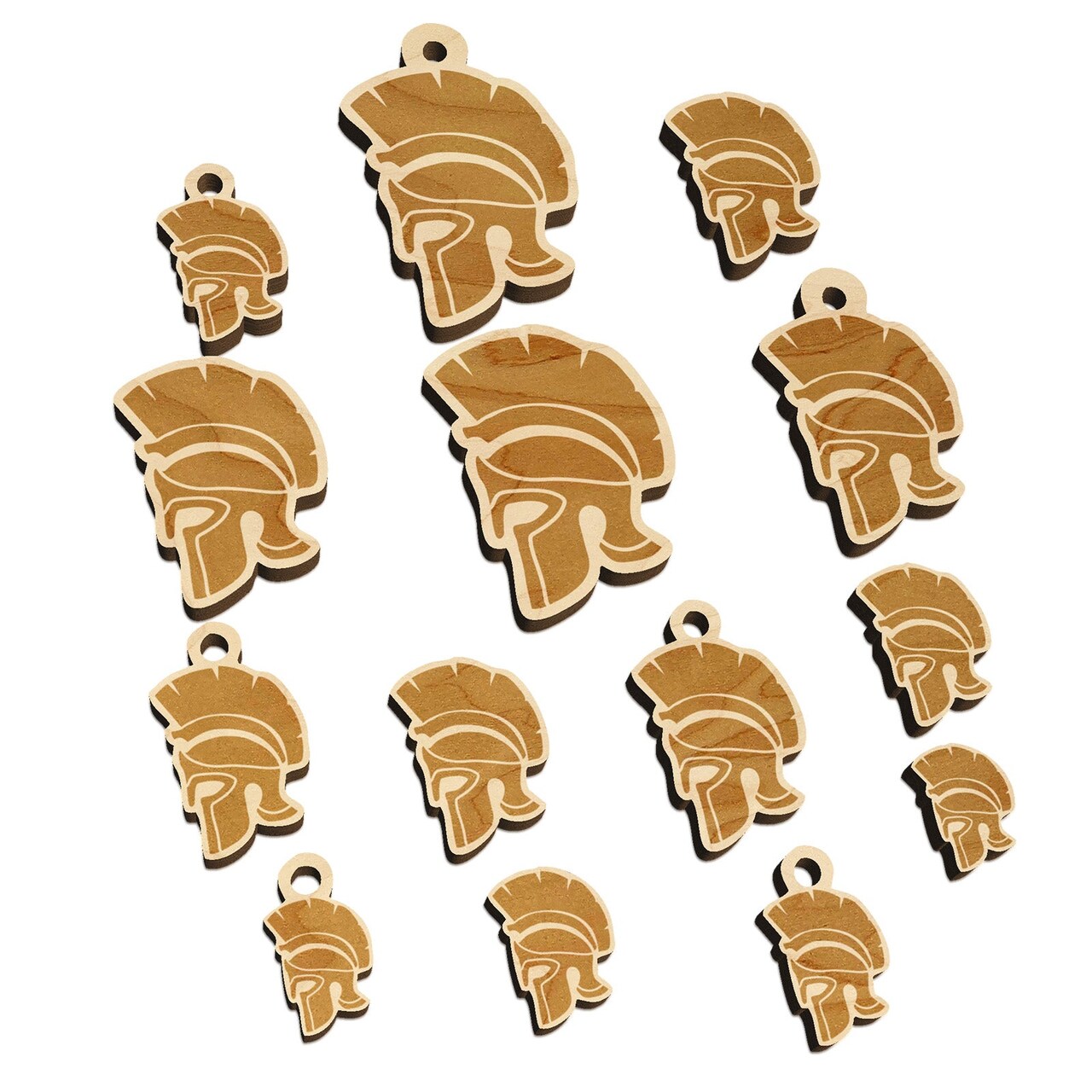 Ancient Greek Roman Spartan Helmet Mini Wood Shape Charms Jewelry DIY Craft